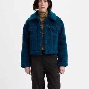 Levi's Women's Teal Plush Sherpa Trucker Jacket